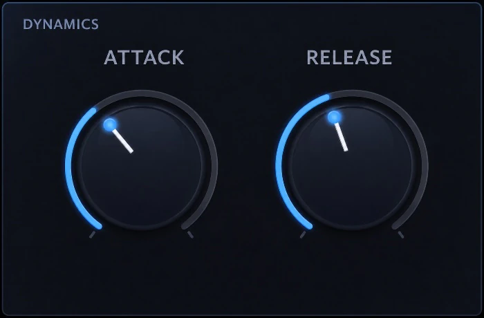 Attack and Release knobs of the dynamic engine.
